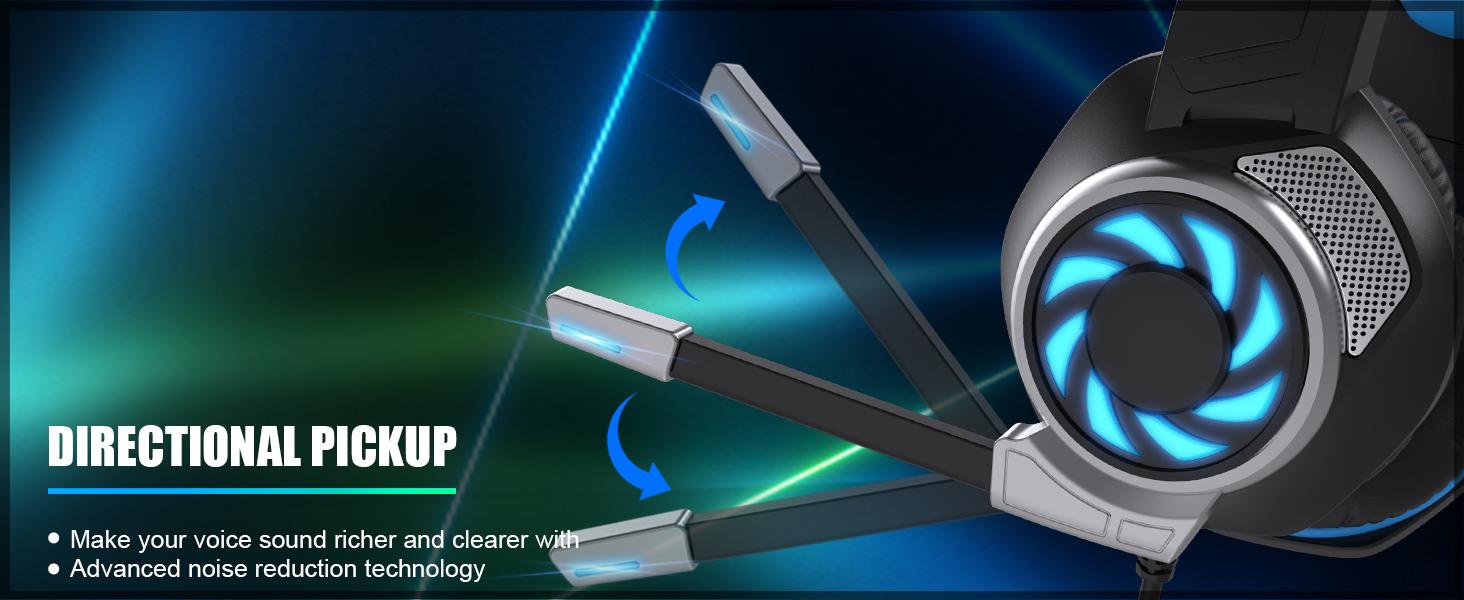 STANDARD GOODS 3C9-PHP017  Gaming Headset for PS4, Xbox One, PC, PS5, Laptop, Mac, Nintendo Switch, 3.5MM Noise Cancelling Over Ear Headphones with Mic, Bass Surround, Soft Memory Earmuffs (New Blue)