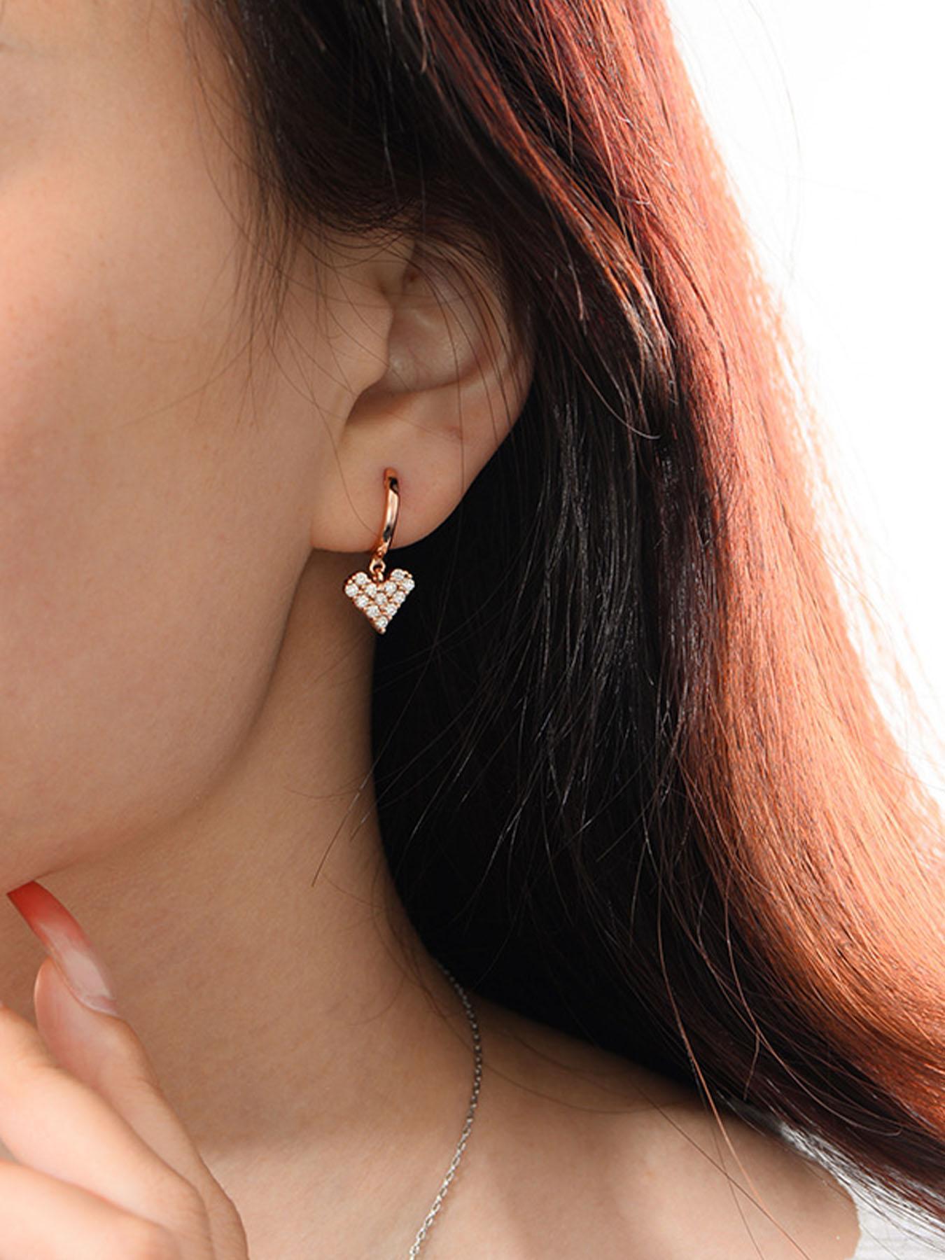 S925 Sterling Silver Heart Shaped Artificial Moissanite Decor Earrings, Elegant Jewelry for Women for Party, Daily Clothing Decor, Trendy All-match & Exquisite Jewelry for Gift, Valentine's Day, Gift