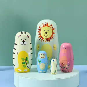 Animal Russian nesting doll/cartoon tiger/scenic area souvenir/pure hand-made wooden handicrafts