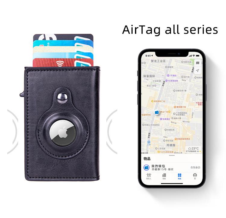 Mens Smart Wallet Card Holder for AirTag: Leather,  RFID Blocking, Slim, Carbon Fiber, Minimalist - 6-9 Card Capacity| ID Window| Cash Slot