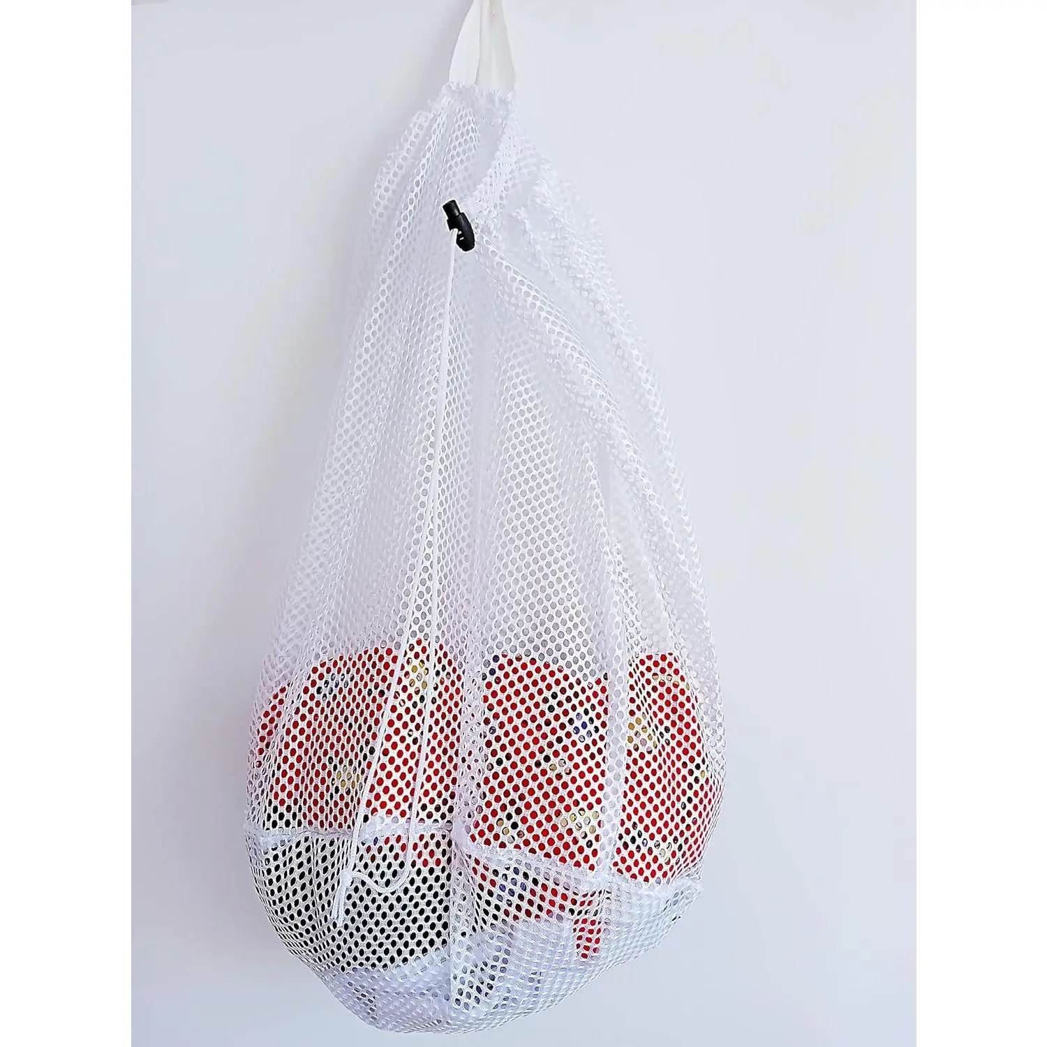 Small Commercial Mesh Laundry Bag with Handle and Drawstring for Dormitory, Travelling, College,Apartment, Camping, RV, Machine Washable, Hanging Mesh Bag,20×17inc