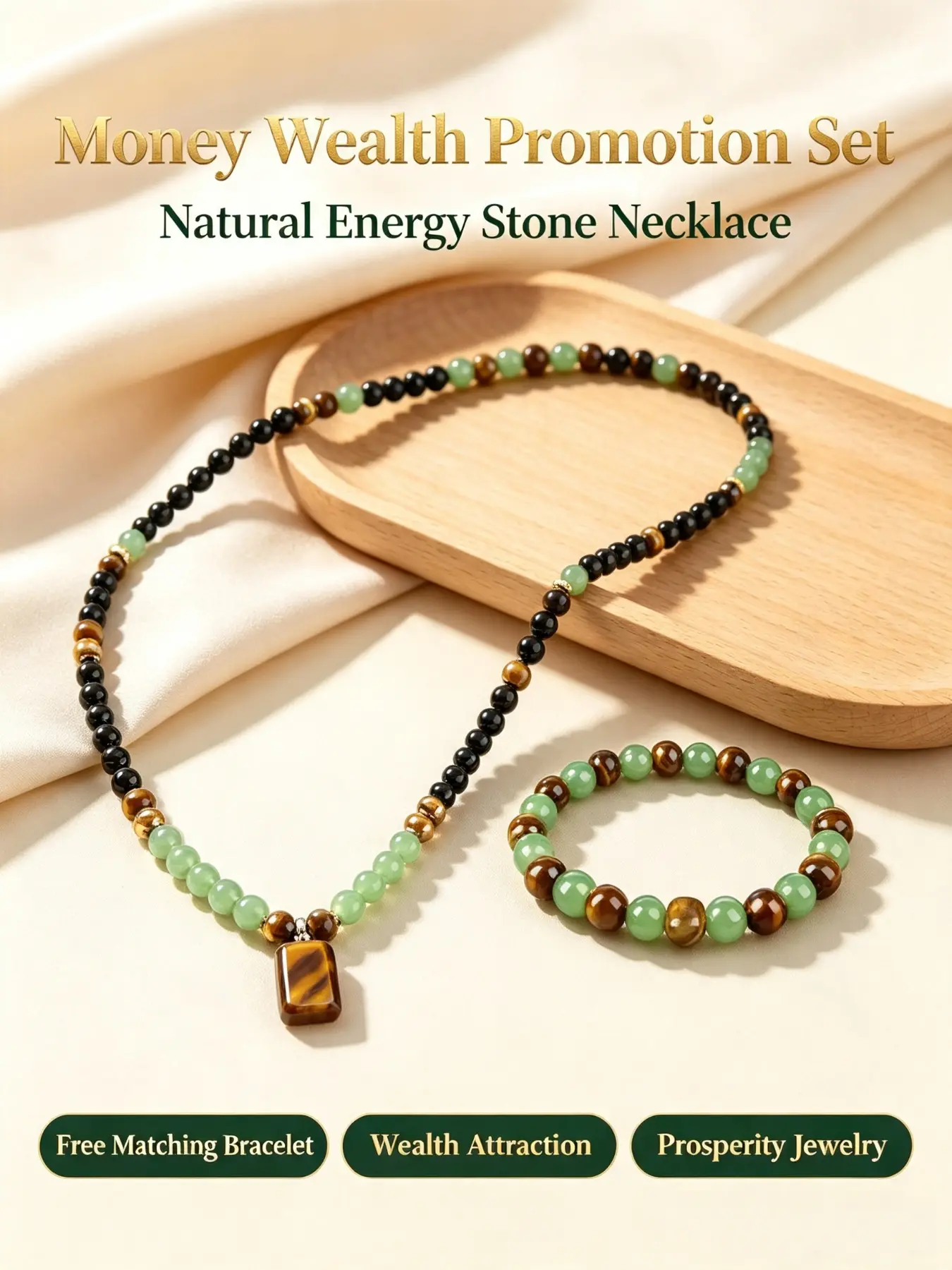 Buy One Get One Money Attracting Necklace, Natural Crystal Pendant, Long Chain Sweater Necklace, Ideal Gift Jewelry, Onyx Wallet Charm