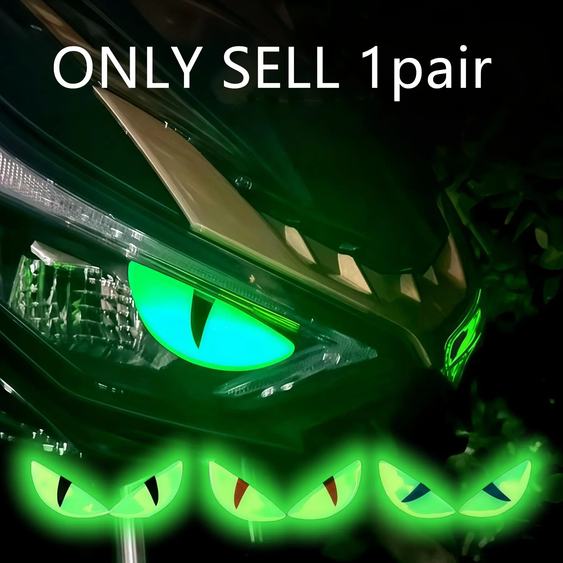 3D Luminous Cat Eye Stickers, Night Glow Motorcycle Decals, Car Decoration, Automotive Decoration, Vehicle Exterior Decoration, 3D Decorative Reflective Stickers for Cars & Motorcycles, Truck Car Decal, Decals for Trucks, Side Decals