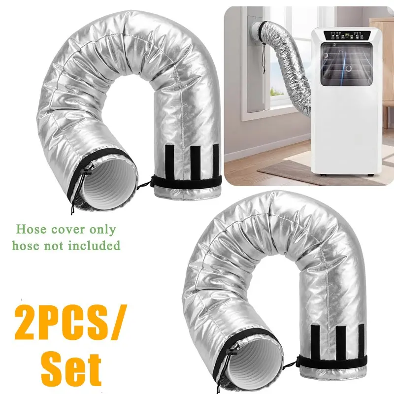 2pcs Set Air Conditioning Pipe Insulation Sleeves, Adjustable Drawstring, Portable Ac Pipe Protector, Indoor Use, Easy Installation