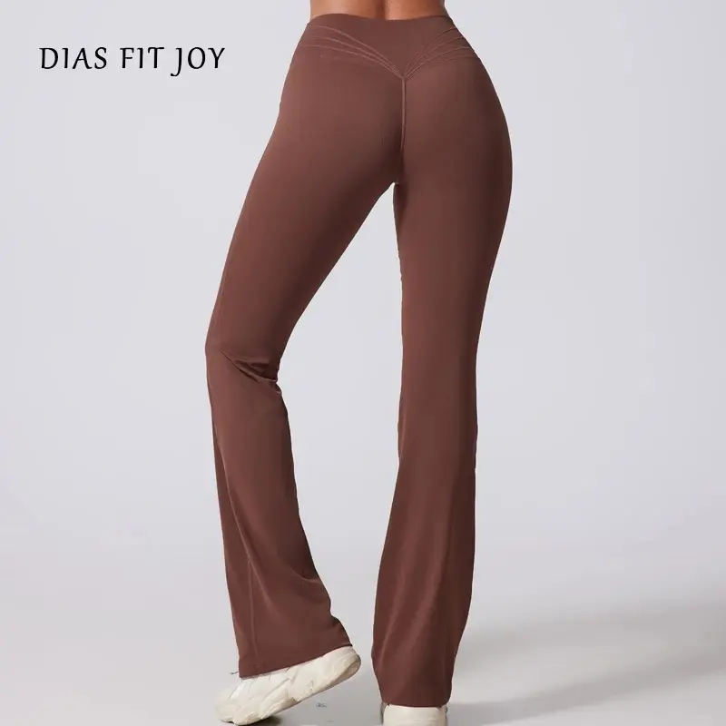 DIAS FIT JOY Women's Hip lifting flared pants waisted yoga fitness pants micro flared yoga pants wide leg pants