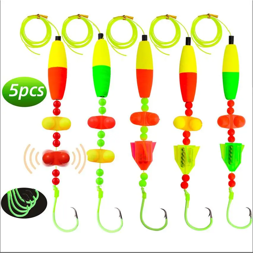 5PCS Catfish Rig-Santee Cooper Style Fishing Gear with Rattle Floats, 6/0, 8/0 10/0 Circle Hooks, Perfect for Lake, River, Bank Fishing, Peg Floats, and Catfish-Specific Tackle catfish float rig catfish rig santee santee rig