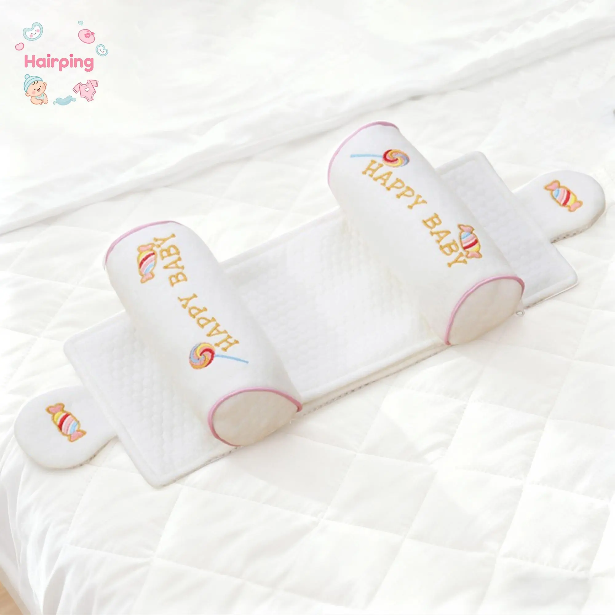 Baby Head Pillows Adjustable Infant Head Support Pillows Cute Print Newborn Sleeping Pillows to Prevent Flat Head