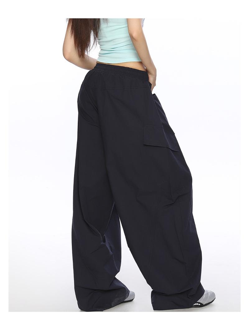 Women's American Vintage Lightweight Quick-Dry Cargo Parachute Pants - 2026 Summer New Loose Fit Slimming Wide-Leg Casual Trousers