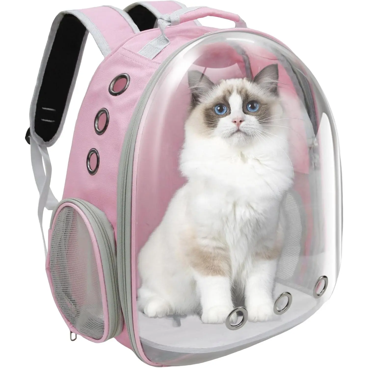 Airline-Approved Bubble Cat Backpack, Pet Carry On Bag for Small-Medium Dogs & Cats, Space Capsule Travel Hiking Carrier (Pink)