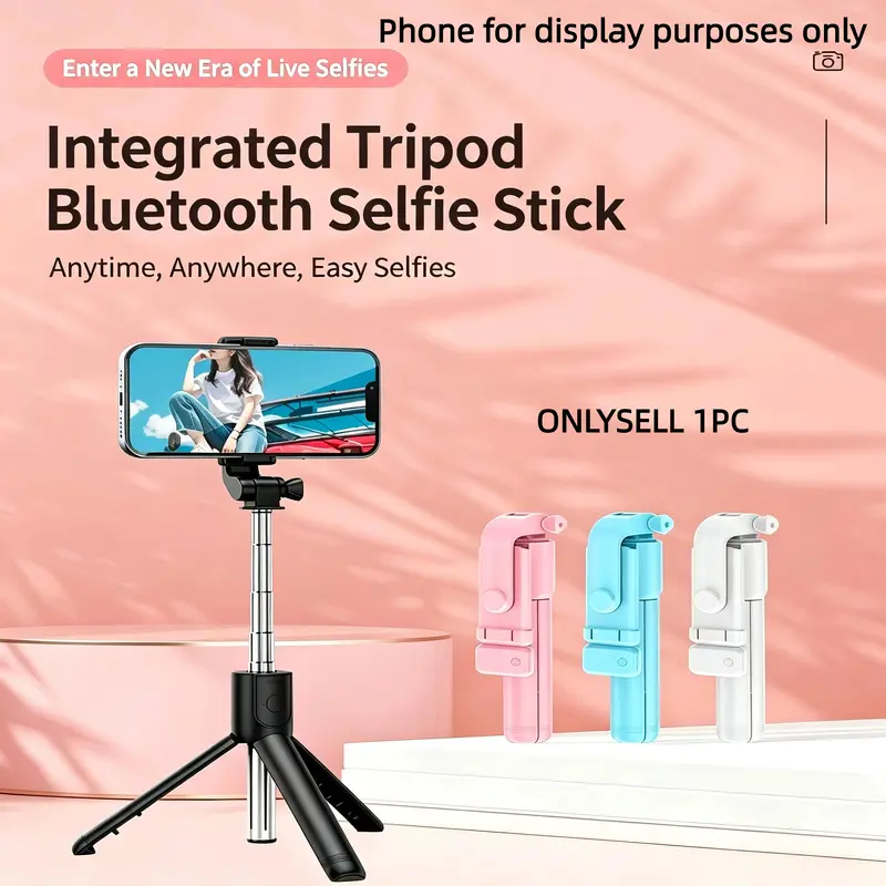 Adjustable Phone Selfie Stick, Portable Tripod Stand, Compatible with Most Phones, Live Streaming Photography Accessory