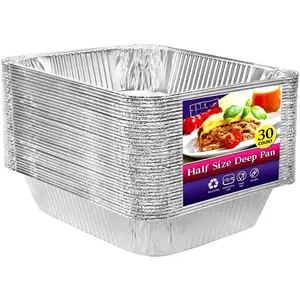 Pans Half Size, 9X13, Extra Heavy Duty Disposable Foil Pans For Baking (30 Pack) Roasting & Chafing, Deep Tin Foil Bakeware, Steam Table Tray, Cookware,  Prepping, Cake & Oven Pan