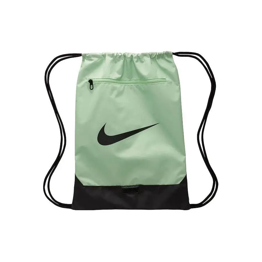 Nike Solid Logo Drawstring Polyester Backpack for Men and Women, Casual Style in Mint Green