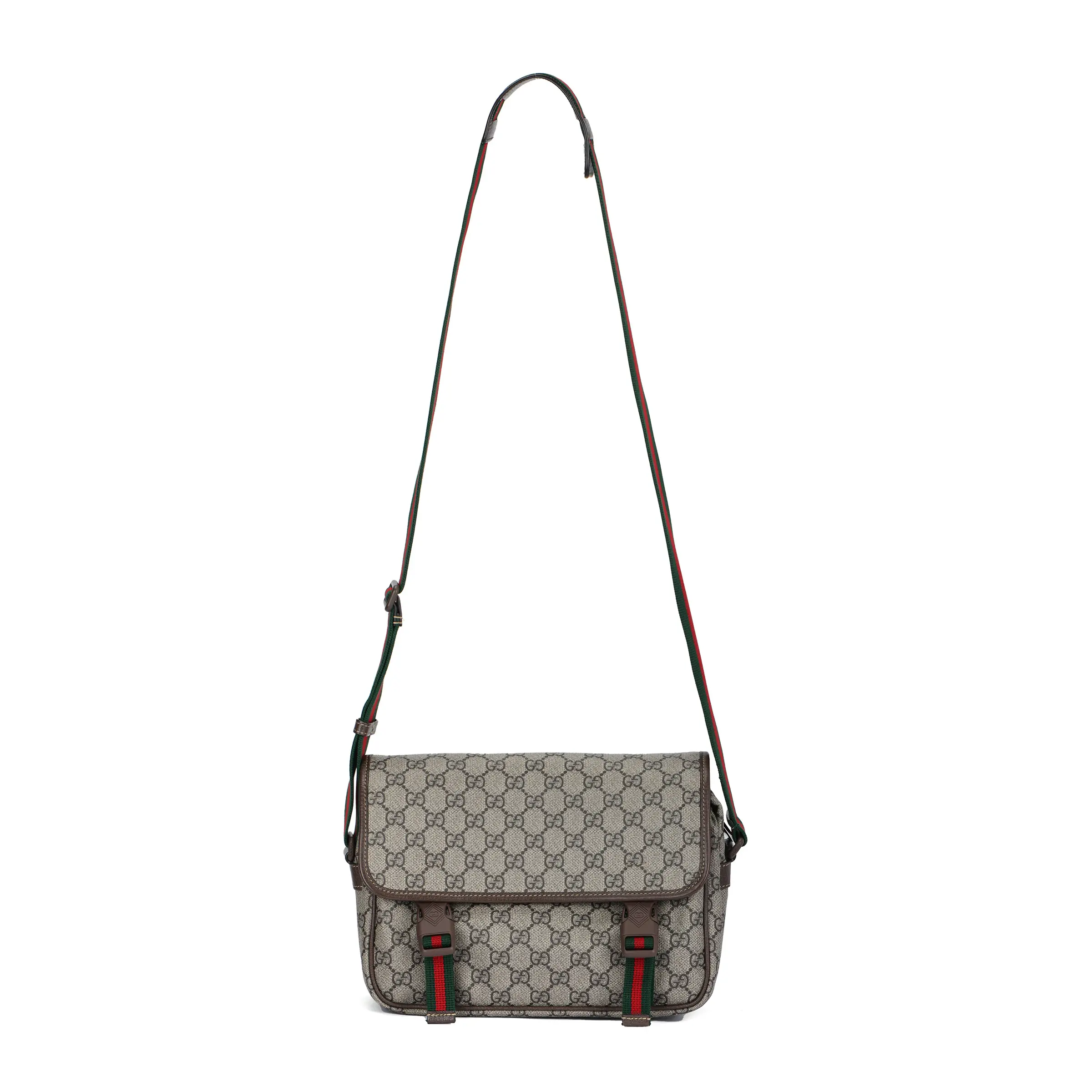 Gucci Adjustable Strap Zip-Top Canvas and Leather Trimmed Shoulder Bag for Men in Beige and Ebony
