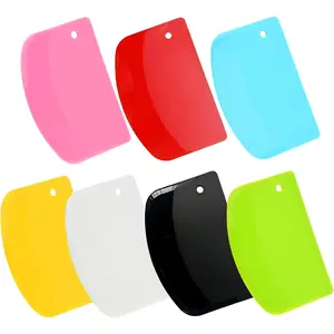 7PCS Dough Scraper Set, Plastic Bench Scraper, Multipurpose Bowl Scraper for Kitchen, Baking, Cake, Bread, Pizza, Pastry