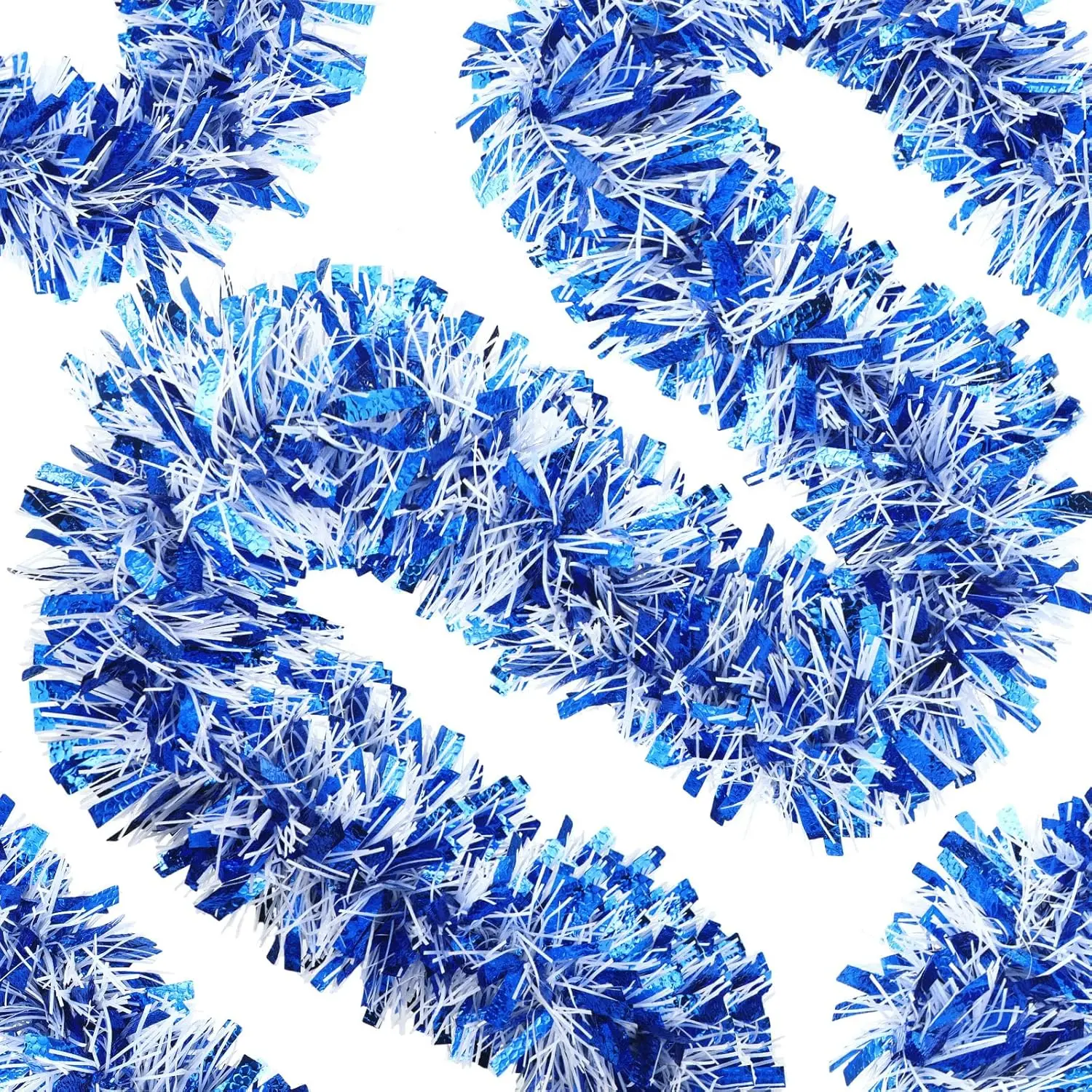26.2 ft Metallic Tinsel Garland Christmas Decor, Blue | Twist Design for Tree , Party Ornament, Shiny Artificial Decor for Halloween, Birthday,  Indoor Celebration