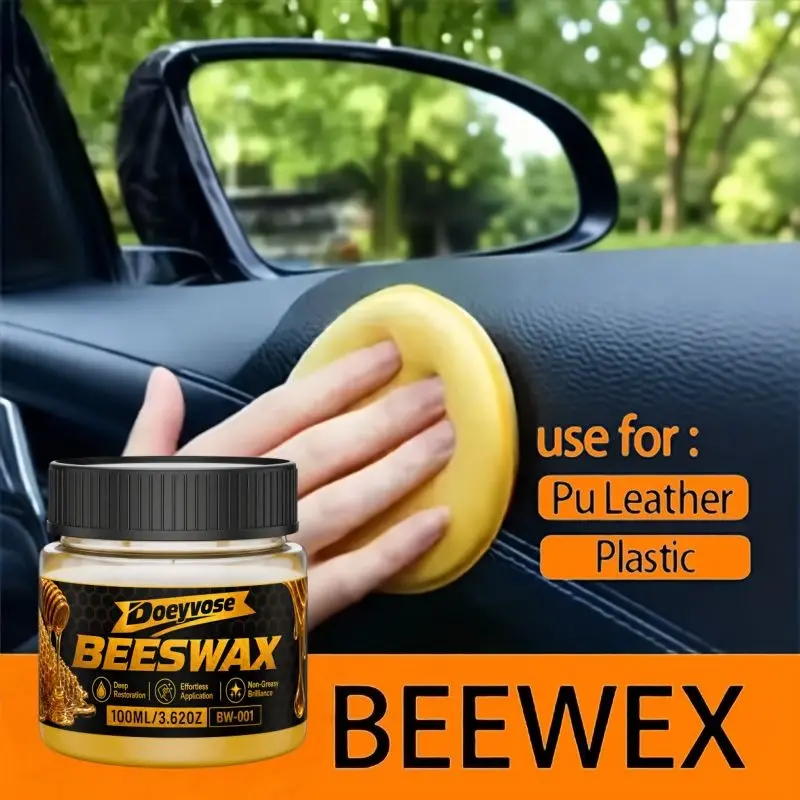 Beeswax Cream for Car Leather Care, Deep Nourishment, Enhances Shine, Prevents Fading, Covers Imperfections, Anti-Crack, for Car Seats