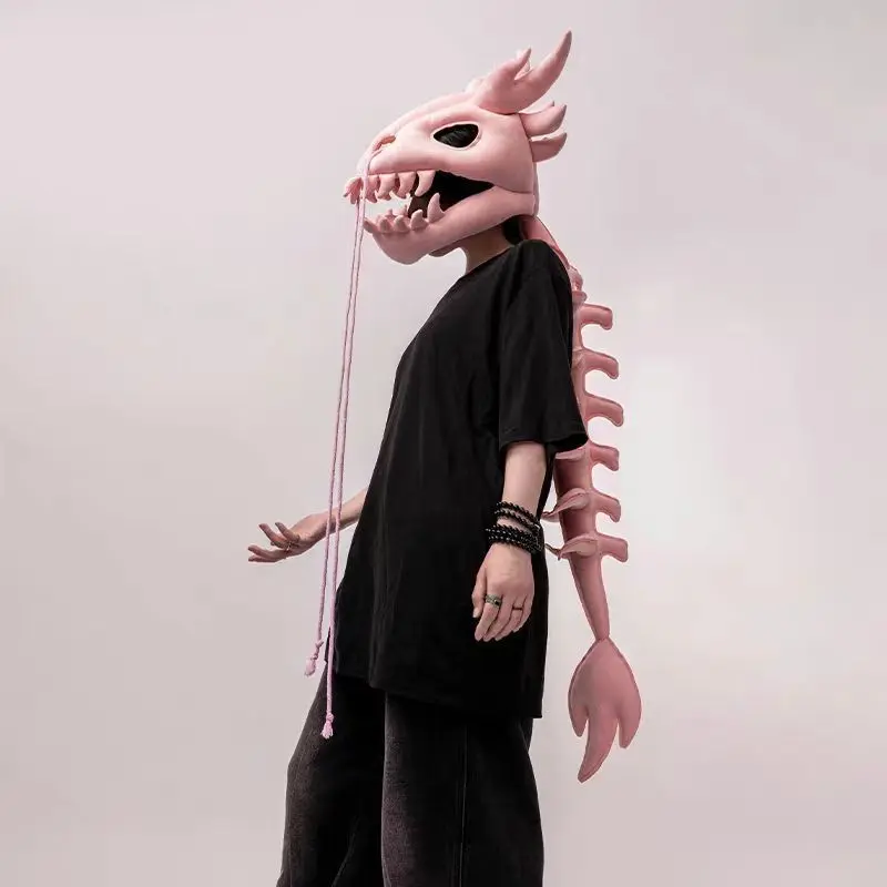 Realistic Dinosaur Skeleton Costume, Spine Headpiece with Plush Dragon Skull, Adult Role Play for Men, Cosplay, Halloween, Themed Parties