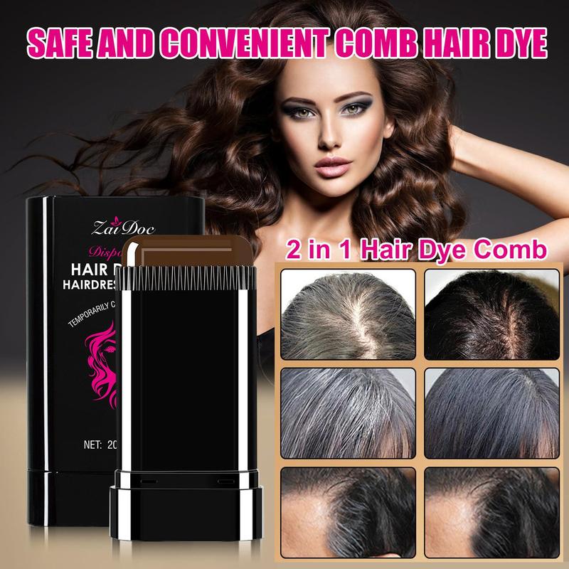 ZaiDoc Disposable Hair Dye Stick - Sweat-proof Water-proof Oil-proof Gray Hair Cover 20g Portable 2-in-1 Design Travel-friendly Time-saving High Coverage Temporary Color