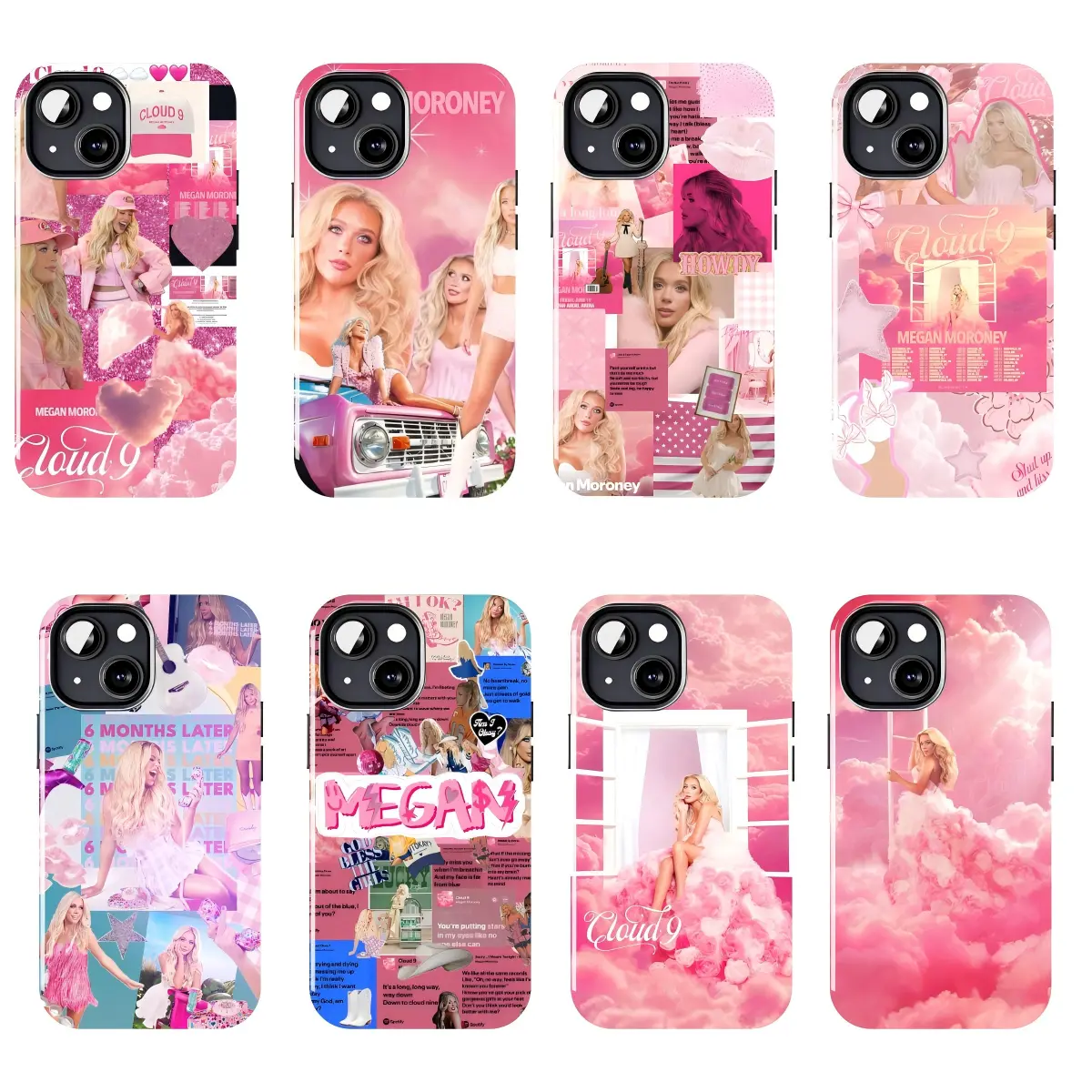 Megan Moroney Cloud 9 Album Artwork Phone Case - Pink Aesthetic Country Pop Singer Design, Dreamy Cloud Collage Cover, Durable Protection Accessory for iPhone 11-17 Pro Max/Plus, Samsung Galaxy S23-S25 Devices (Easy Installation), Accessories