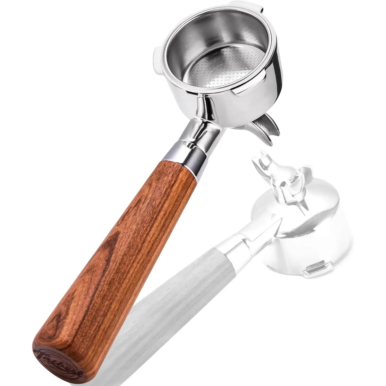 51mm Portafilter for 3700/CM5418, Dual Spout Espresso Handle with Siam Rosewood Grip & 304 Stainless Steel Basket