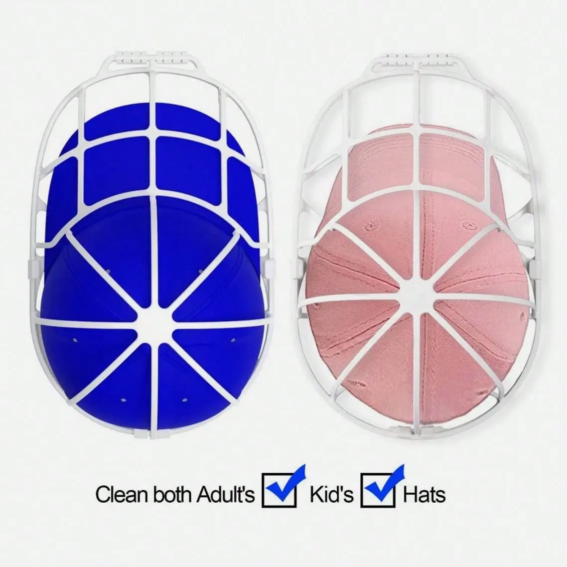 White 2 Pack-Hat Washer Cage For Washing Machine - Baseball Cap Cleaner Rack
