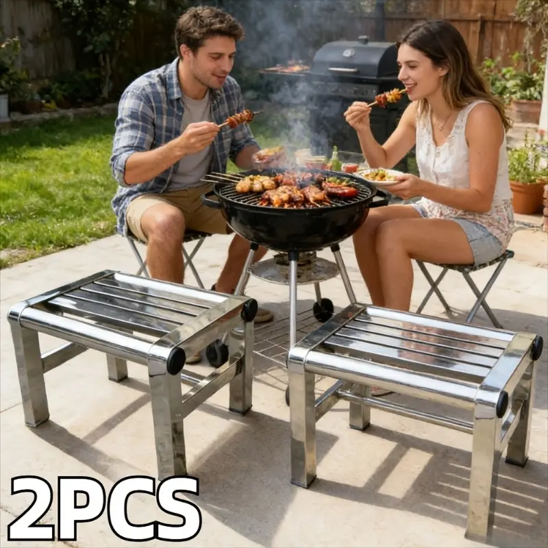2pcs Stainless Steel Waterproof Stools, Outdoor Barbecue Dining Chairs, Portable Fishing Low Stools, Thick Non-Slip Bathroom Benches, Entryway Shoe-Changing Square Stools, Home Vegetable-Picking Chairs, Flower Pot Stands, Market Stall Chairs