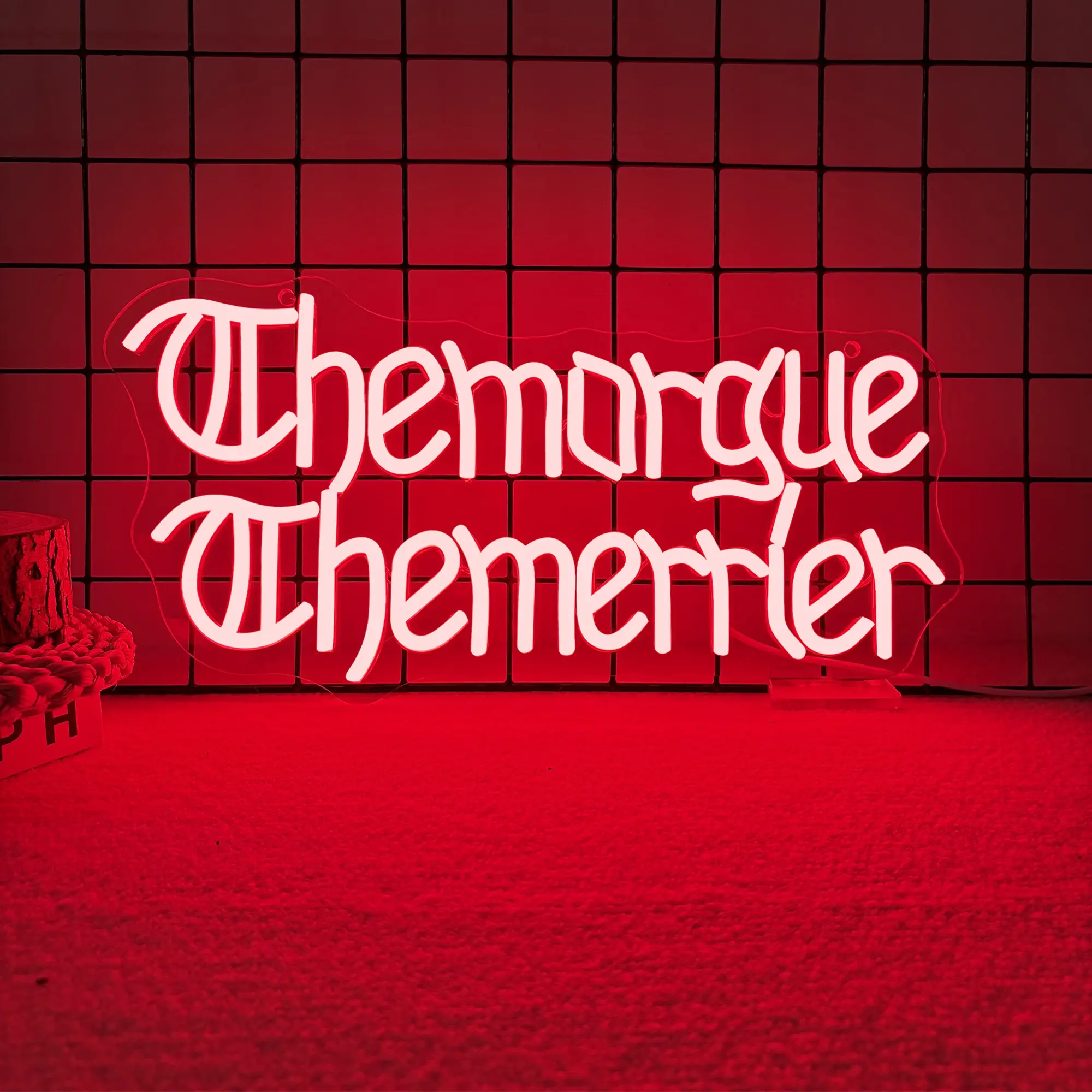 The morgue the merrier decorative neon sign, Gothic neon sign, Emo neon sign, Halloween neon sign decor, Dark neon sign, Gothic room wall art decor, Led Neon Signs