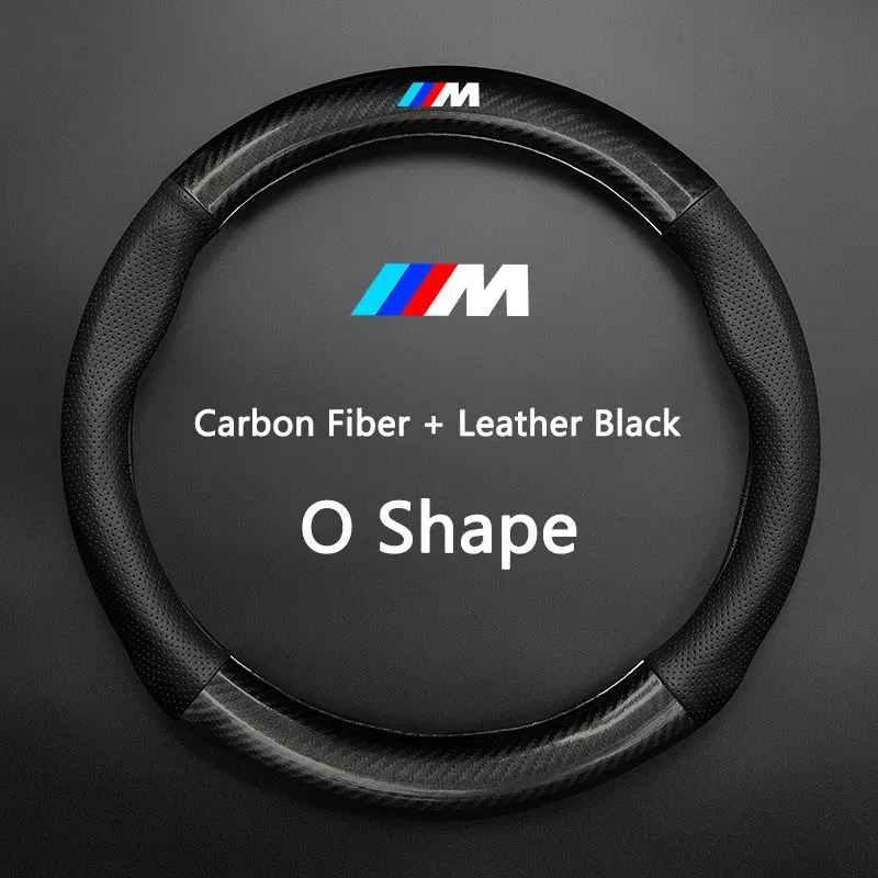 Bmw Car Steering Wheel Cover, Carbon Fiber Leather, Anti-Slip, Fashionable, Fits Bmw Models E46, E90, F30, G20, X1, X3, X5, X6, X7