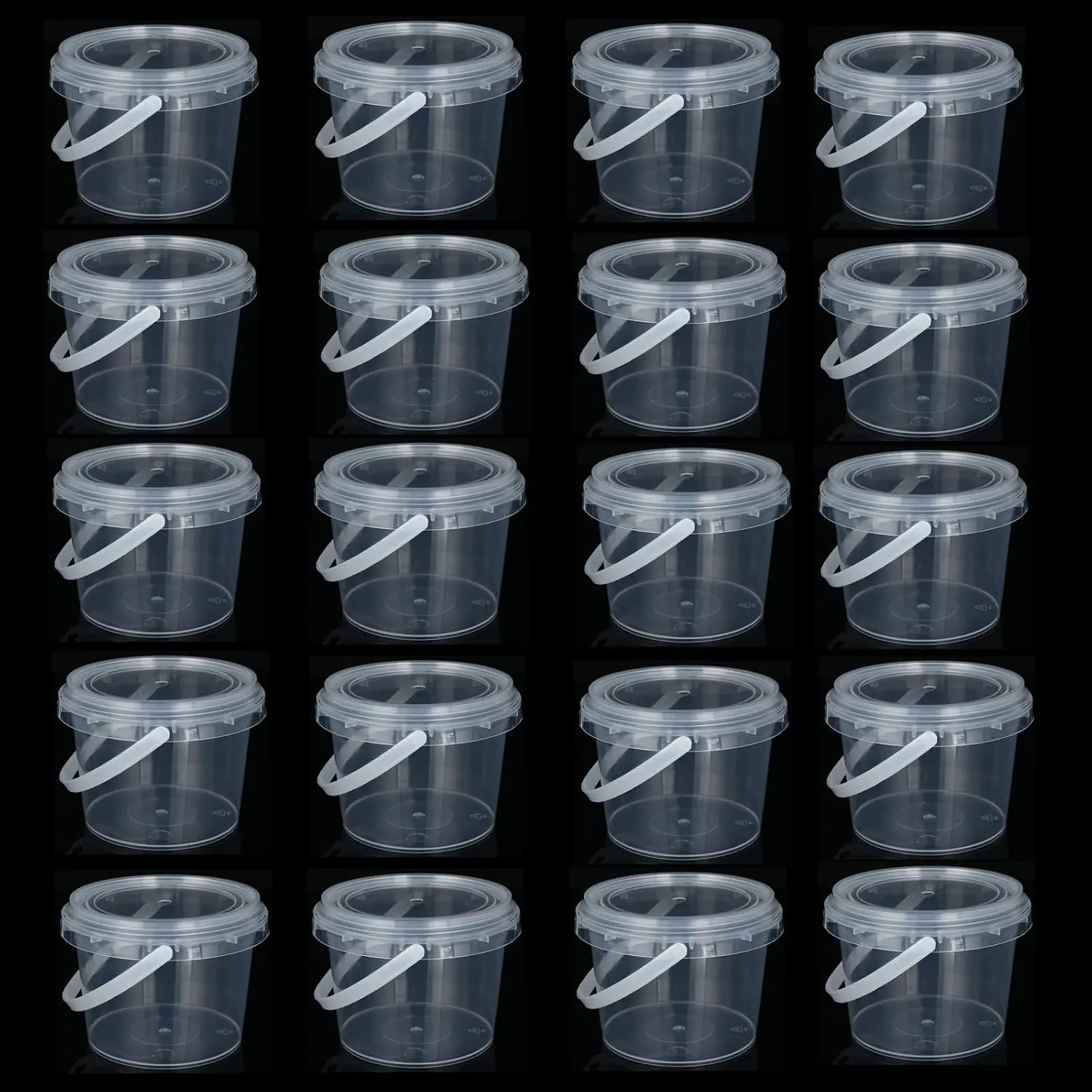 20 Pack 17oz  Containers,500ml Empty  Buckets with Water-Tight  and Handle,Plastic Storage Jars Mini Storage for DIY  Making, Candy, Beads, Art Crafts, Lotion