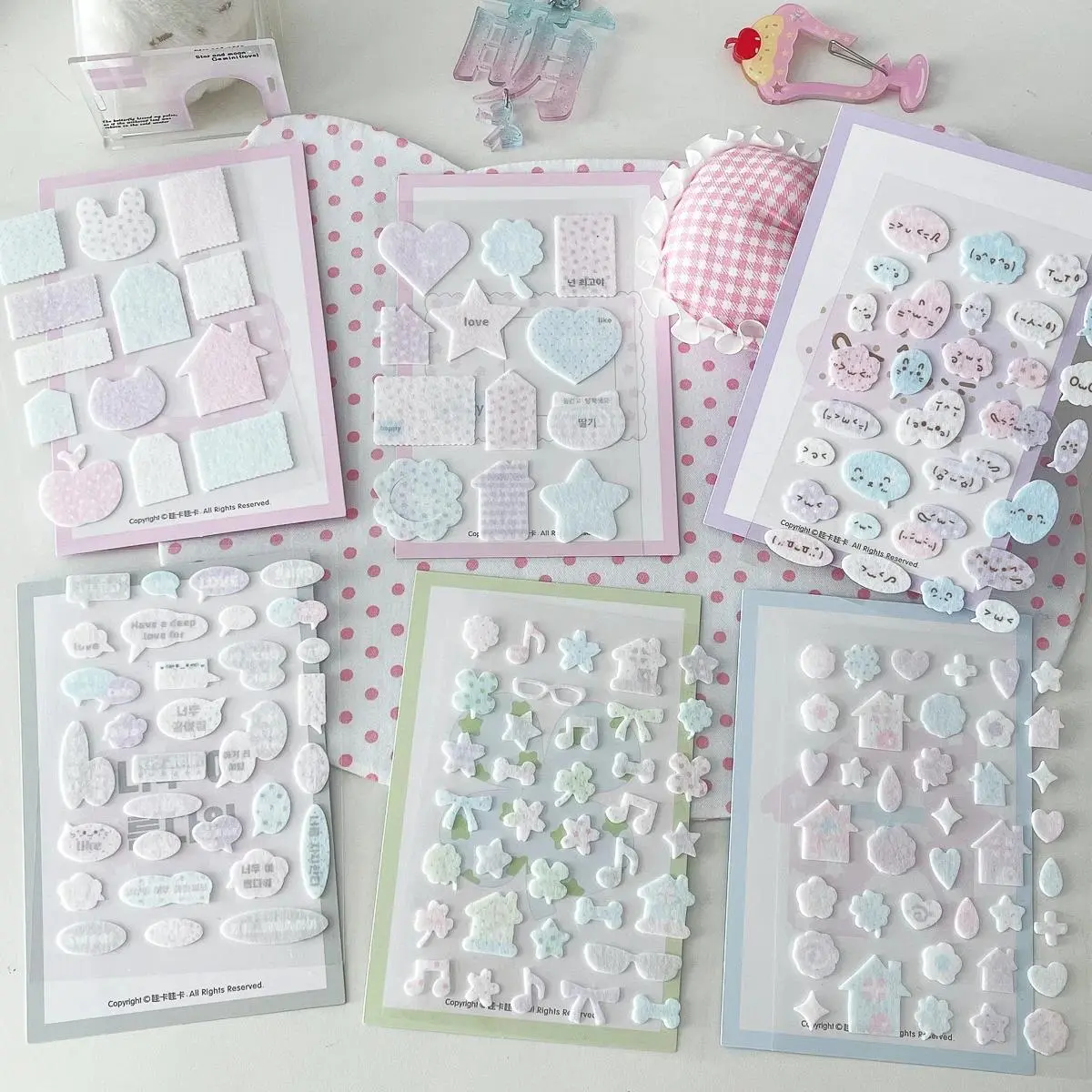 Fluffy Felt Stickers Cute Winter Plush 3D Scrapbook Stickers Plush Photo Frame Deco Diy Arts Crafts Album