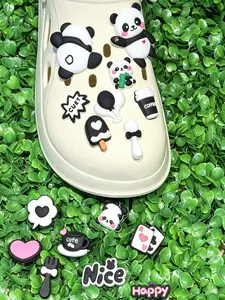 16pcs Cute Panda Animal Pattern Shoe Accessories, DIY Holey Shoes Button Sandals Decor, Suitable for Children and Adults, All Seasons