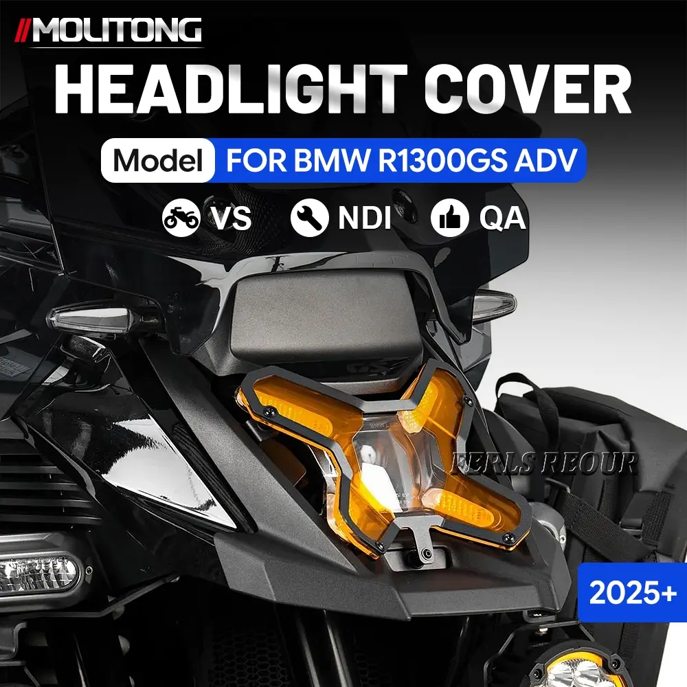 For BMW R1300GS ADV 2025+ Motorcycle X-shape Headlight Guard Aluminum Frame High-transparent Impact-resistant PC Headlamp Cover Block Gravel Impact Protect Stock Headlight For Liter ADV Off-road Cross-country Riders New Upgraded Mod Accessories