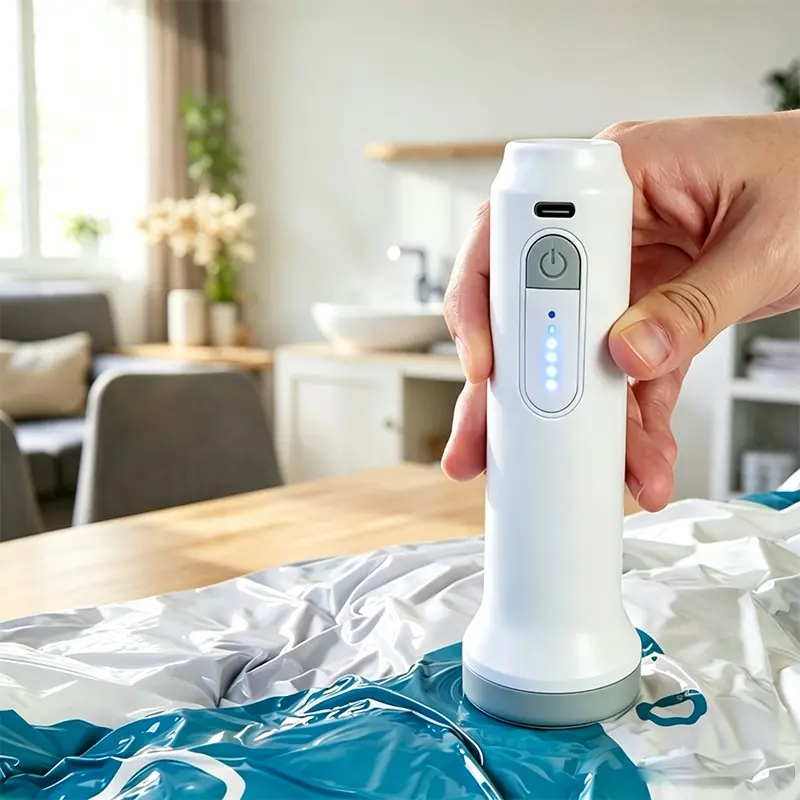 1pc Cordless Electric strong suction Pump for Vacuum Storage Bags Portable USB Rechargeable Seal Compression Bag Pump Vacuum Pump for Travel Bags Vacuum Packing Pump (Storage Bags Not Included)
