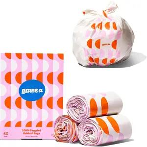 Recycled Smll Trsh Bgs, 60 Count, 4 Gllon, Sustinble Grbge Bgs for Kitchen, Office, or Bthroom Trsh Cn, Designed to Help Resist Leks nd Ters, Durble Tie Hndles