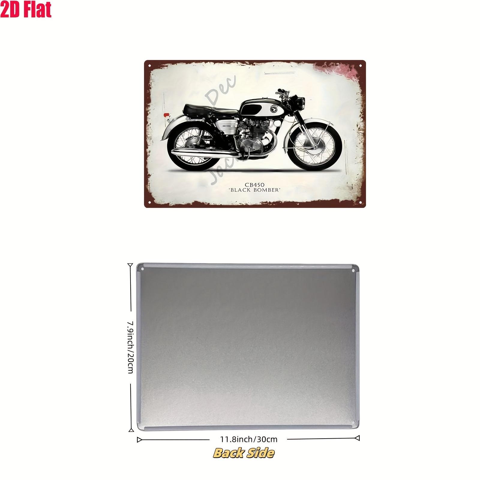 【20*30cm/8*12inch】2D Flat, 1pc Vintage Metal Sign | A CB450 Black Bomber Motorcycle on Iron Sheet Painting | 20*30cm/8*12inch | Suitable for Living Room, Bedroom, Cafe, Bar, Garage, Home Decor, 2D Flat