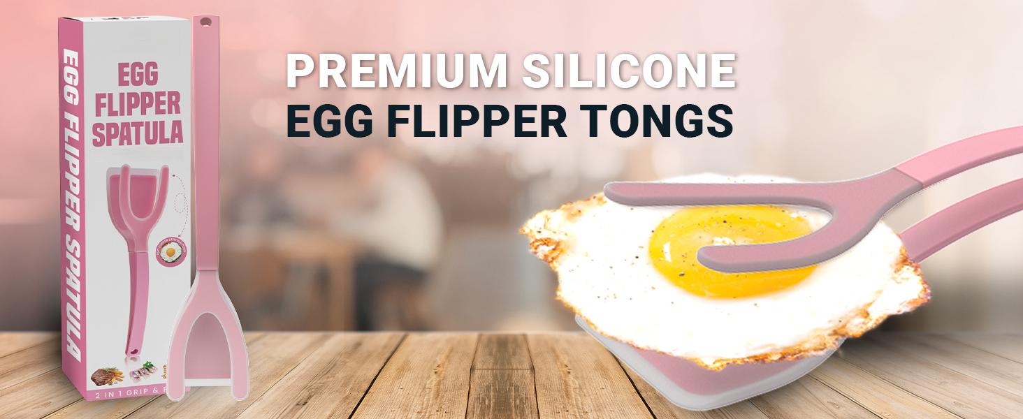 Silicone Egg Flipper Spatula Tongs (Set of 1) – Non-Stick 2-in-1 Grip & Flip Kitchen Tongs for Pancakes, Fish, Eggs, and More – Heat Resistant Cooking Tool