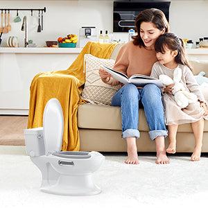【GARVEE】Potty Training Toilet for Baby with Realistic Flushing Sound, Soft Seat, Removable Pot, Storage Tank, Toilet Paper Holder, Splash Guard, and Non-Slip Design for Toddlers
