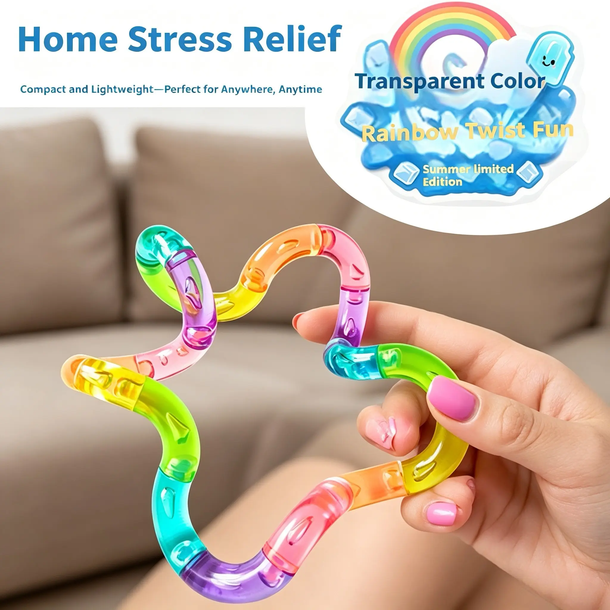 Multi-Color Transparent Crystal Thinking Rope, Stress Relief Toy, Relaxing Fidget Tool, Sensory Fidgets, Perfect Gift for Holidays, Model Nnl001