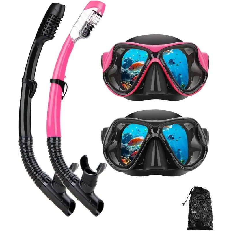 Snorkeling Gear for Adults Youth Kids, Dry-Top Snorkel Mask Set, Anti-Fog Scuba Diving Snorkle mask Set Adult, Panoramic Wide View Dive mask,Snorkeling Packages