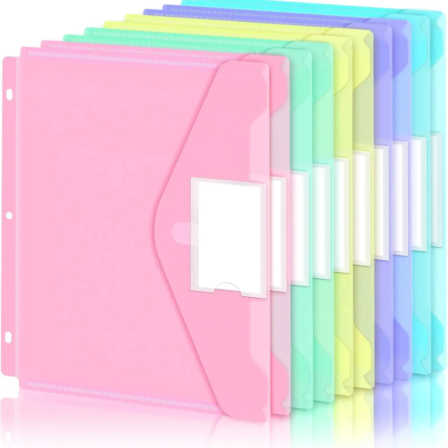 10pcs A4 File Folders, 5 Colors, PP Material Waterproof Large Capacity, Holds 50 Sheets, Document Organization, Protective Bag, 3-Hole Inner Pages, Document Organizer