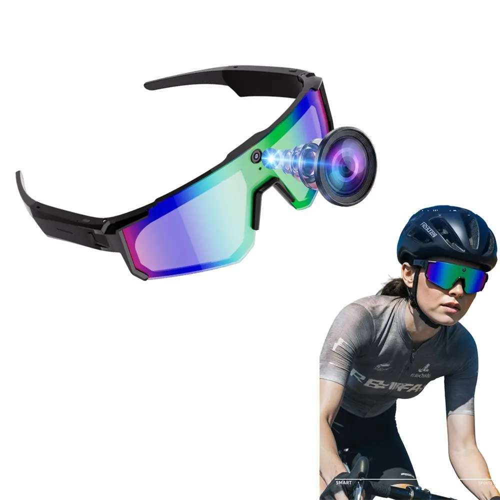 Sport Smart Sunglasses with 8MP Camera ,1200P Video Recording Smart Glasses,4GB Memory Build-in (No SD Card Needed), Build-in Myopia Inner Frame,Bluetooth Call ,Music Control ,AI Translation, 260Mah Battery, IP64 Waterproof,AI Glasses