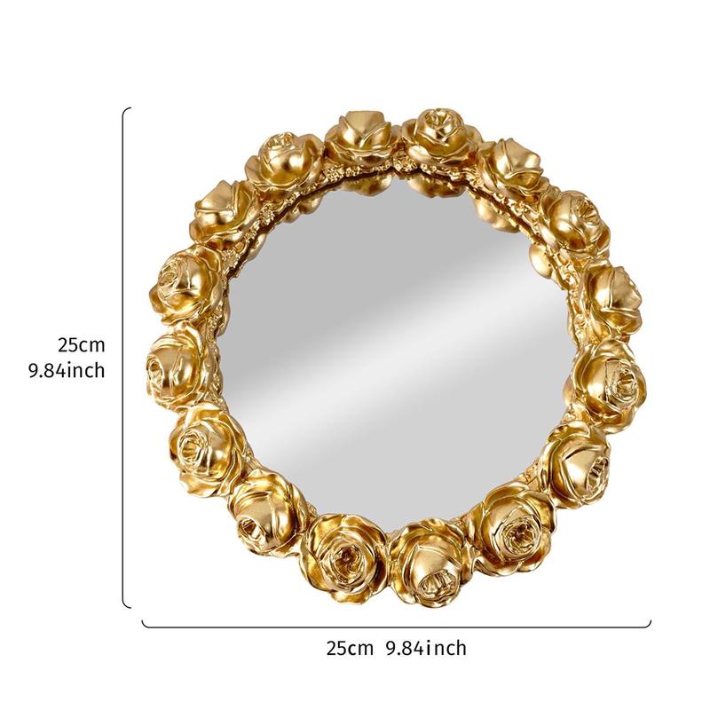 Rose Design Mirror Tray, 1 Count Exquisite Modern Style Desktop Makeup Storage Organizer, Desktop Makeup Organizer for Home Office Dormitory Bathroom, Bathroom Counter Organizer