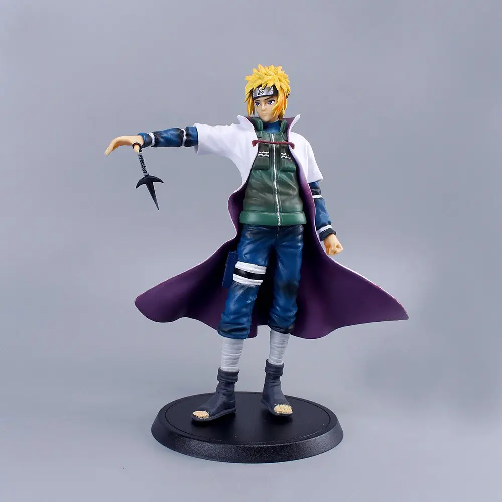 Naruto Minato Namikaze Figure 24.5cm, Fourth Hokage Round Base Desktop Decor, Anime Collectible Gift, Secondary Dimension Ornament