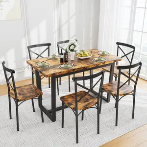 Aobtkel 7-Piece Multi-Piece Dining Set, Easy Assembly Dining Room Set for Kitchen, Breakfast Nook Indoor Furniture Use, Easy Assembly Dining Room Sets, Multi-Piece Dining Room Sets