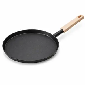 8-Inch Nonstick Crepe Pan with Detachable Wooden Handle, Lightweight Flat Griddle Skillet for Pancakes, Tortillas, Eggs & Camping Cooking