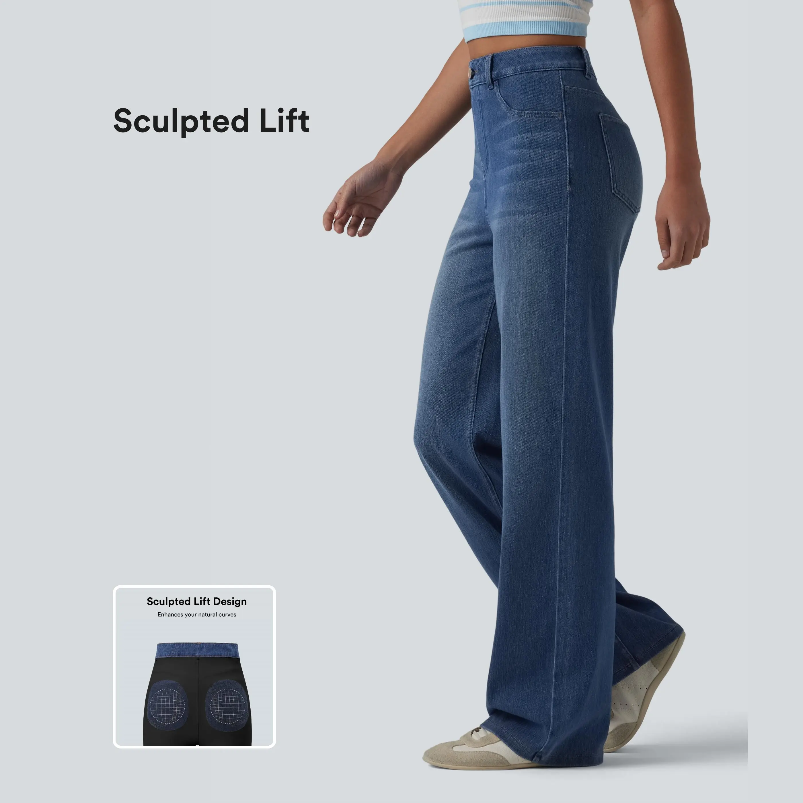 【Creator’s Pick】Halara Flex High Waisted Sculpted Lift Design Straight Leg Casual Jeans with Pockets