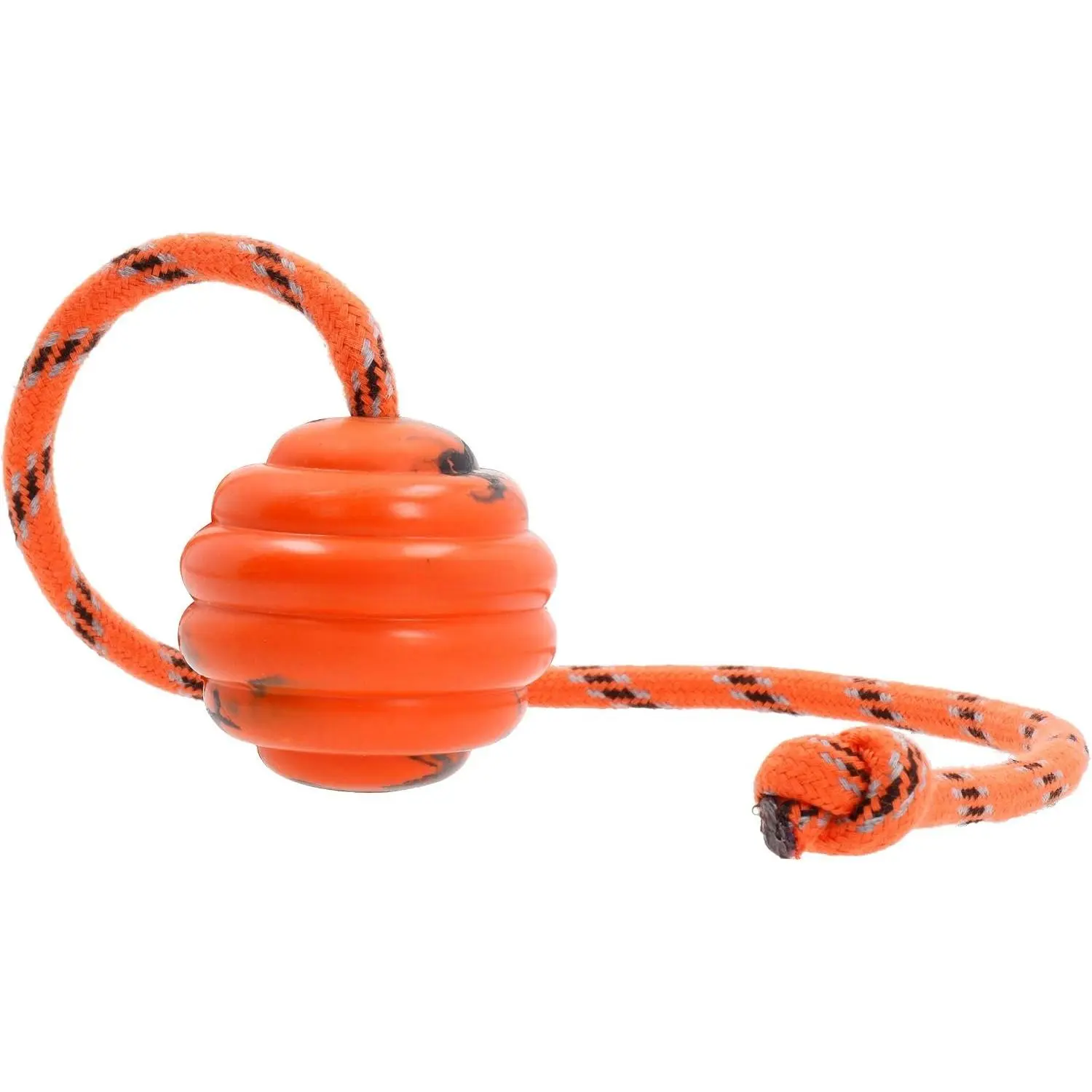 Durable  Rubber Ball  a Rope -   , Exercise and  Tool - Medium Size   for Fetch, Catch, Throw and Tug War Plays – Happy Playtime Guaranteed