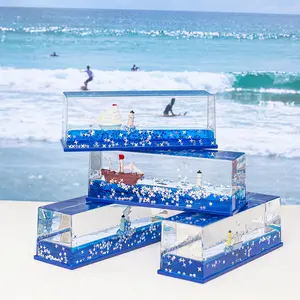 Underwater World Sailboat Drift Bottle Desk Decor - Acrylic Home Decor Ornament, Decorative Piece, Decorations and Ornaments for Desktop Display & Home Furnishings