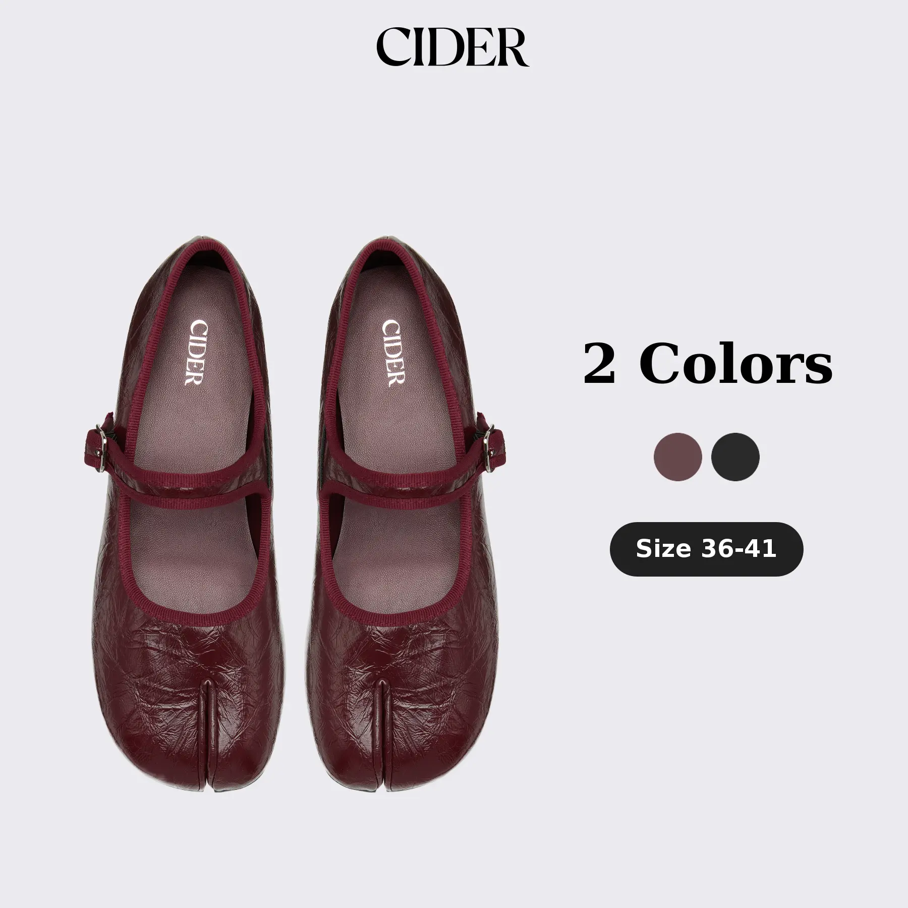 Cider BUCKET SPLIT TOE MARY JANE FLATS SohoChic