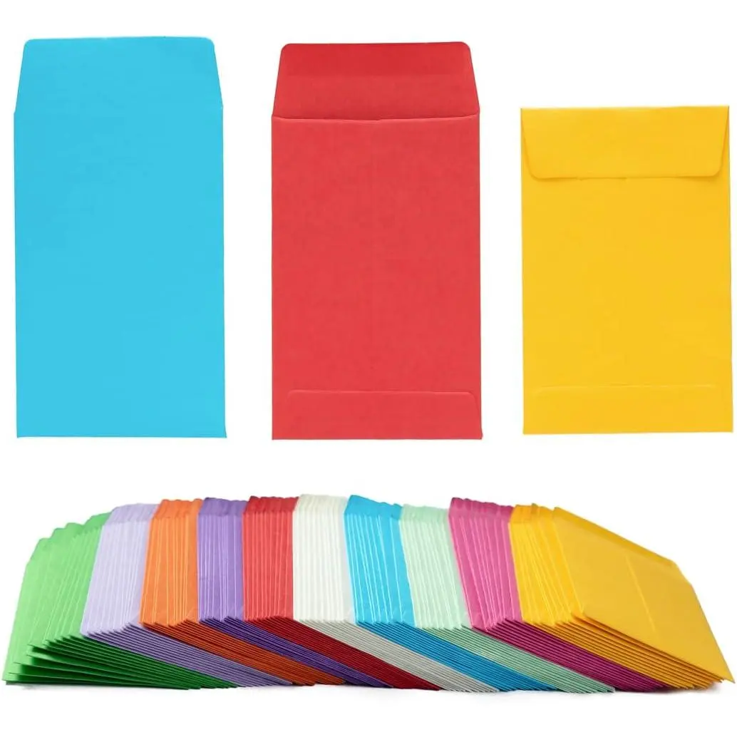 200 Pieces Colorful Self-Adhesive Small Coin Envelopes Mini Storage Packets for Seed Small Parts Garden Office Wedding Gift (2.25×3.5 inch)